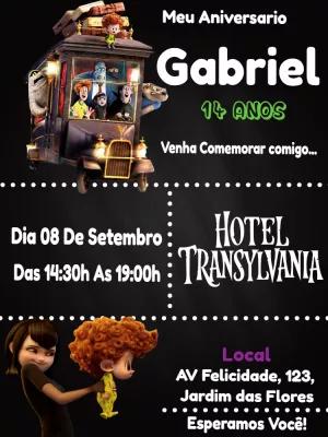 Convite Aniversário Hotel Transylvania com Personagens para Editar
