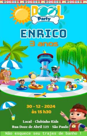 Convite Aniversário Pool Party Patrulha Canina para Editar