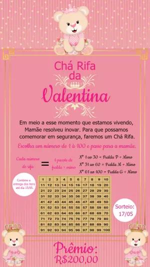 Convite Chá Rifa Ursinha Princesa para Editar Online