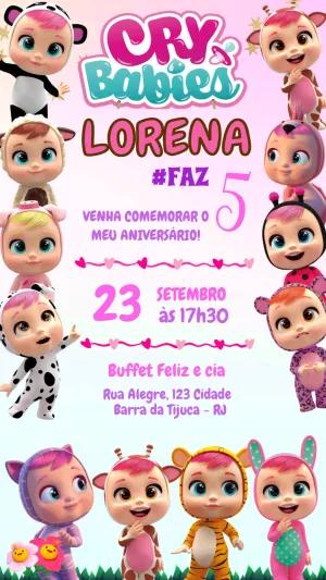 Convite de Aniversário Cry Babies para Editar Online