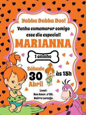 Convite de Aniversário da Pedrita Flintstones para Editar Online