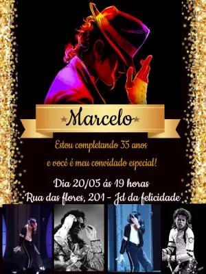 Convite de Aniversário Michael Jackson para Editar Online