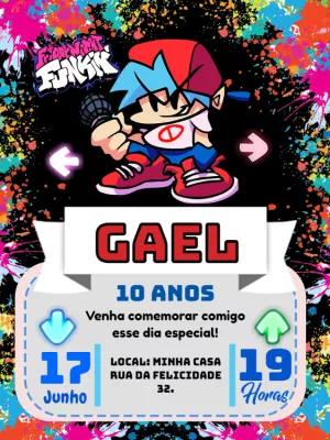 Convite Aniversário Friday Night Funkin para Editar Online