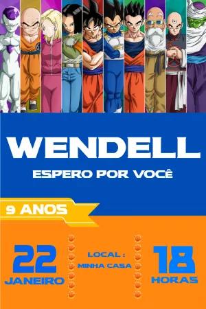 Convite de Aniversário Dragon Ball com Personagens para Editar
