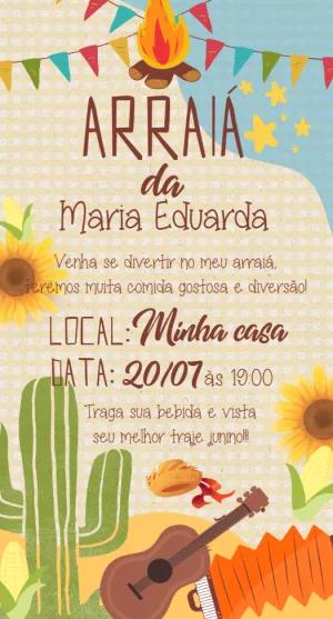 Convite Aniversário Festa Junina Arraiá para Editar Online