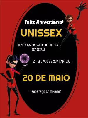 Convite de Aniversário Os Incríveis com Personagens para Editar