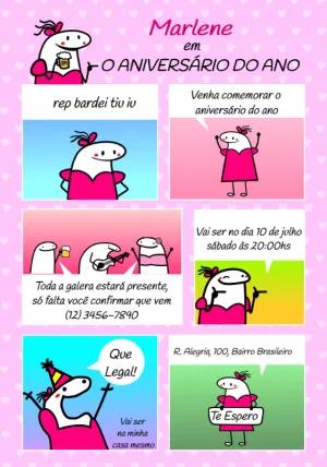 Convite de Aniversário Flork Quadrinhos para Editar Online