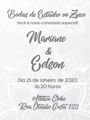 Convite Bodas de Estanho ou Zinco Elegante para Editar Online