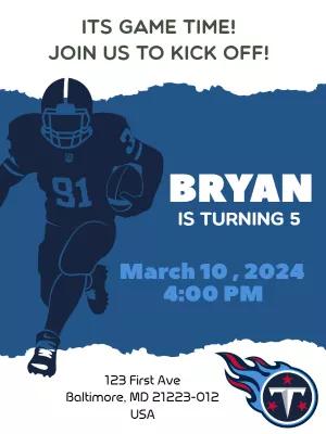 Tennessee Titans Football Birthday Invitation to Edit