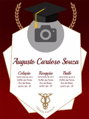 Convite de Formatura Ciências Políticas com Foto para Editar