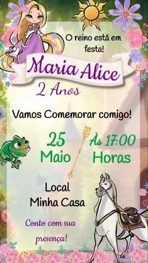 Convite de Aniversário Rapunzel para Editar Online e Imprimir