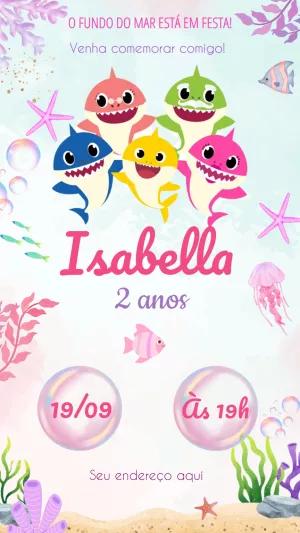 Convite de Aniversário Baby Shark Fundo do Mar para Editar Online
