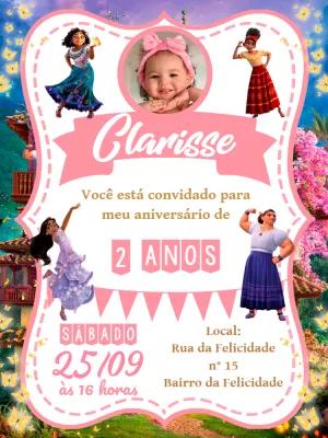 Convite Aniversário Encanto com Foto para Editar Online