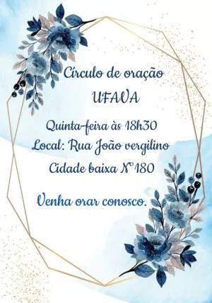 Convite Círculo de Oração Floral Azul para Editar Online