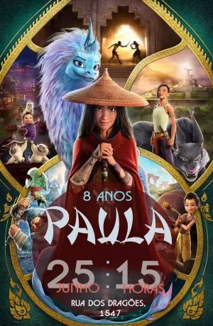 Convite de Aniversário Raya e o Último Dragão para Editar Online