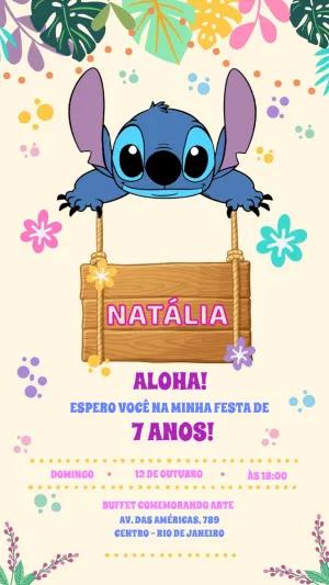 Convite de Aniversário do Stitch para Editar e Personalizar