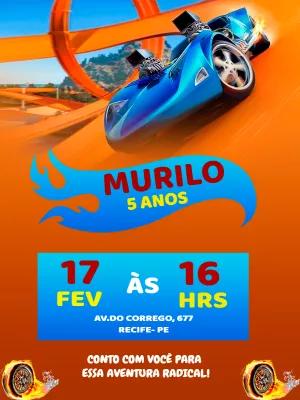 Convite de Aniversário Hot Wheels para Editar Online