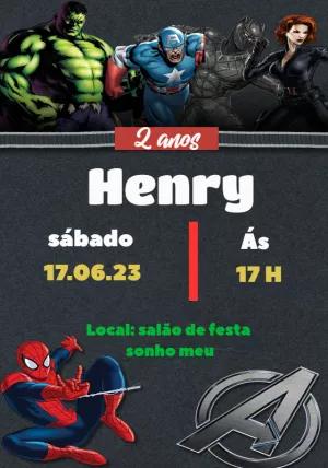 Convite de Aniversário Vingadores para Editar e Imprimir