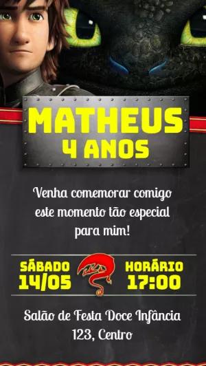 Convite Aniversário Como Treinar o Seu Dragão para Editar Online