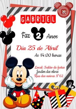 Convite Aniversário Mickey Mouse Clássico para Editar Online
