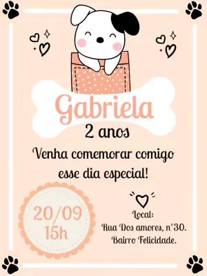 Convite Aniversário Cachorrinho Fofo para Editar Online