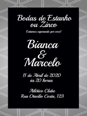 Convite Bodas de Estanho Elegante para Editar Online