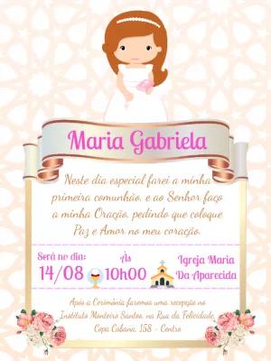 Convite Primeira Eucaristia Menina Delicado para Editar Online