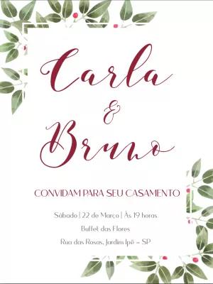 Convite de Casamento Folhagem Elegante para Editar Online
