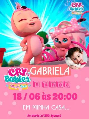 Convite Aniversário Cry Babies com Foto para Editar Online