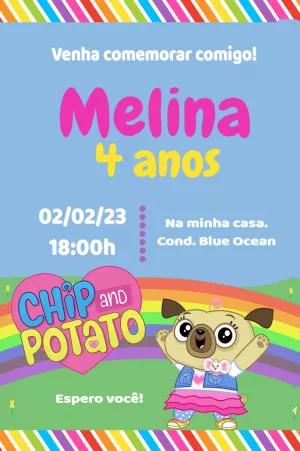 Convite de Aniversário Chip e Potato para Editar Online