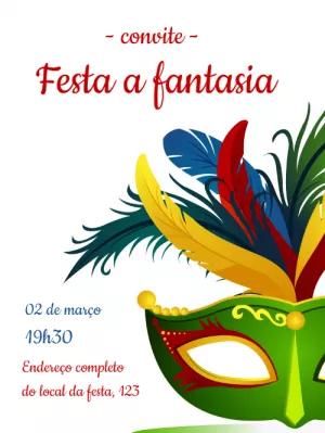 Convite de Carnaval com Máscara Colorida para Editar Online