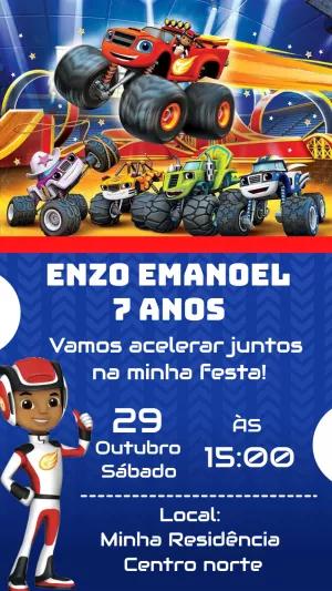 Convite Aniversário Blaze e os Monster Machines para Editar