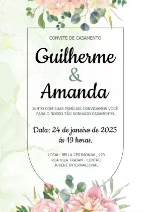 Convite de Casamento Floral Elegante para Editar Online