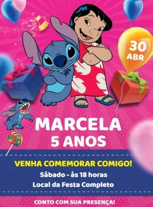 Convite Aniversário Lilo e Stitch para Editar Online
