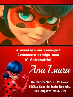 Convite de Aniversário Ladybug Miraculous para Editar Online