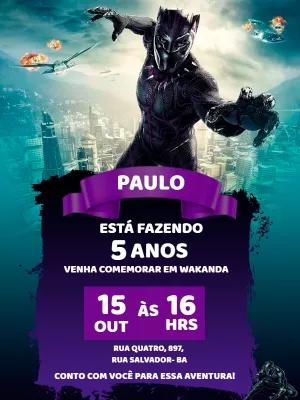 Convite de Aniversário Pantera Negra para Editar Online