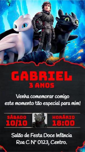 Convite de Aniversário Como Treinar o Seu Dragão Editável Online