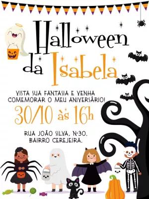 Convite de Aniversário Halloween Infantil para Editar Online