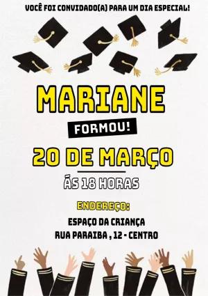 Convite de Formatura com Chapéus para Editar Online