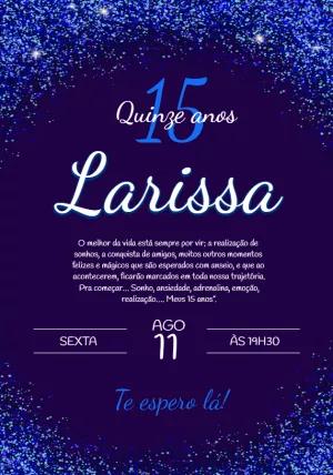 Convite de 15 Anos Glitter Azul para Editar Online