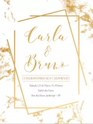 Convite de Casamento Mármore Dourado para Editar Online