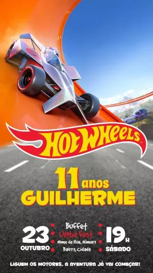 Convite de Aniversário Hot Wheels para Editar Online