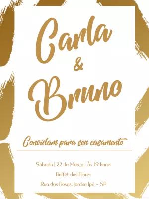 Convite de Casamento Elegante Dourado para Editar Online
