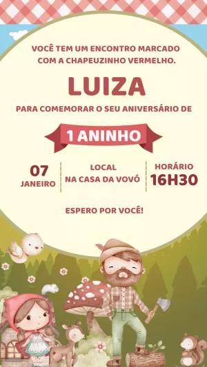 Convite Aniversário Chapeuzinho Vermelho para Editar Online