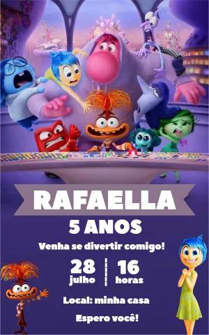 Convite de Aniversário Divertida Mente 2 Editável Online