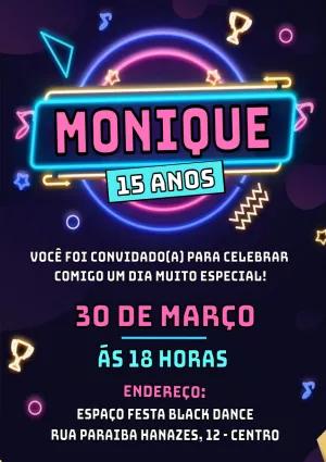 Convite de Aniversário Neon Discoteca para Editar Online