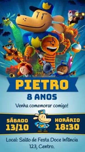 Convite de Aniversário O Homem Cão para Editar Online