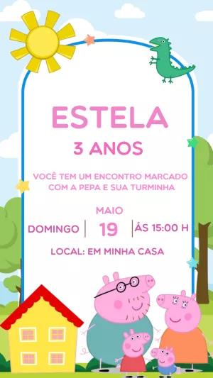 Convite Aniversário Peppa Pig e sua Turma para Editar Online