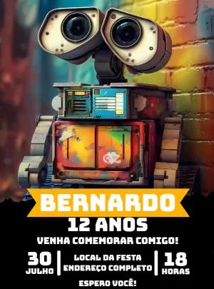 Convite de Aniversário Wall-E para Editar Online