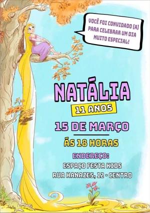 Convite de Aniversário Rapunzel na Árvore para Editar